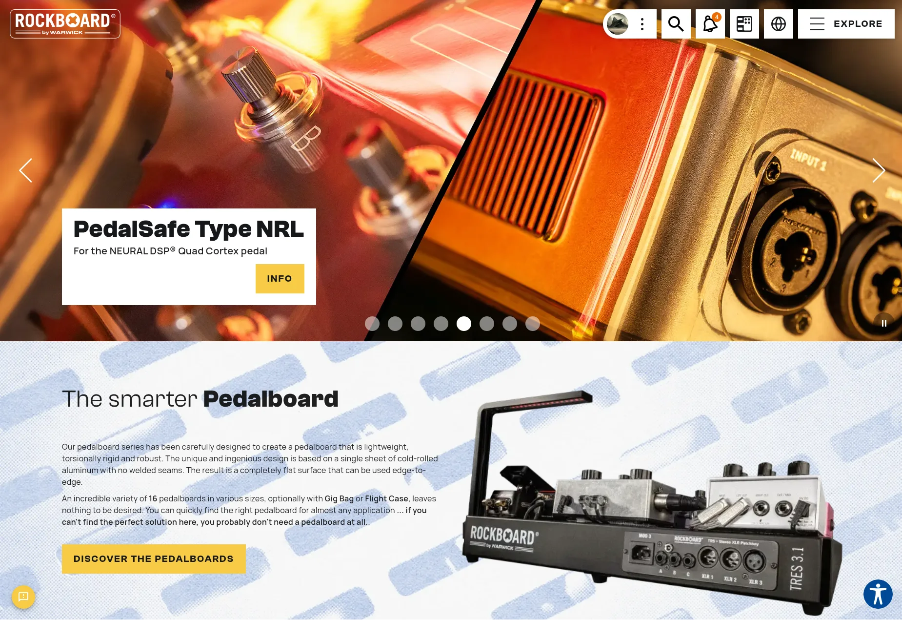 Neu gestaltete Rockboard-Startseite mit Produkt-Highlights